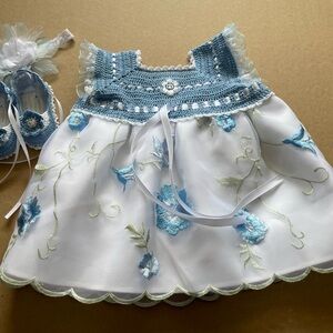 Elegant Blue and White Kids Formal Dress